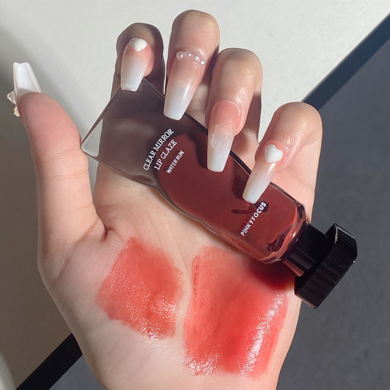 Brillant à lèvres noir miroir, vernis à lèvres en verre Transparent, huile liquide imperméable, rouge à lèvres, couleur chair, marron, teinte claire, maquillage