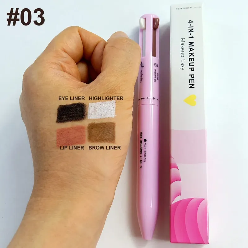 4 In 1 Makeup Pen Eyebrow Pencil Long Lasting Easy Color Lip Liner Highlight Lying Silkworm Eyeliner Pen Waterproof Makeup Tool