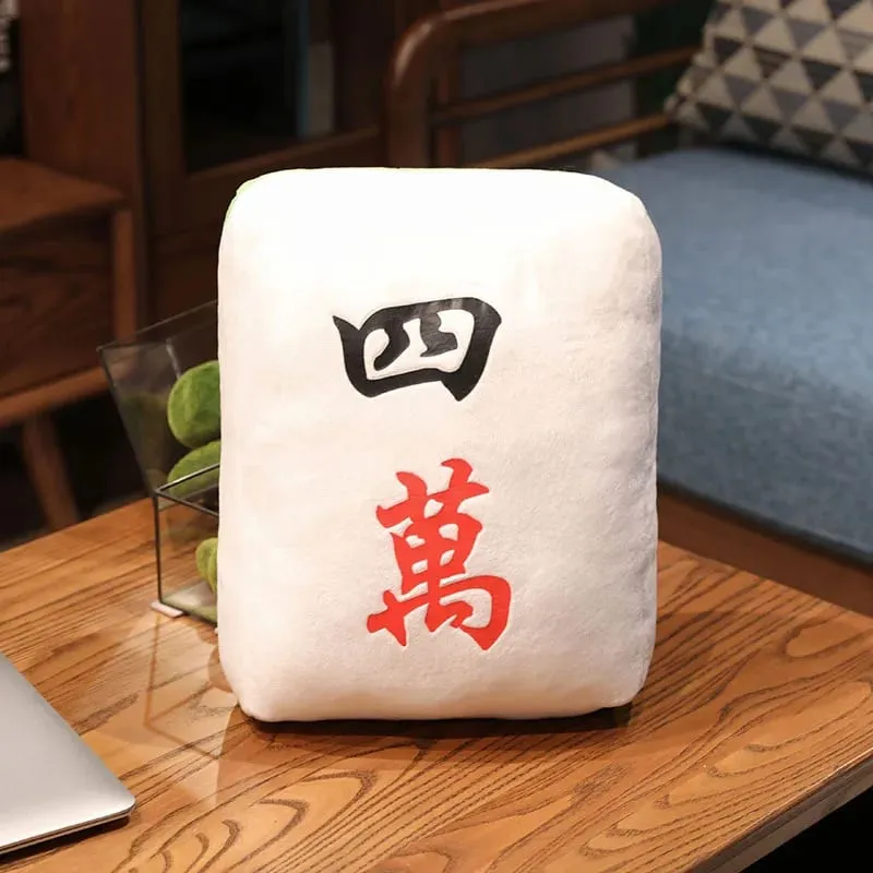 Nouveau 1pc créatif Mahjong oreiller coussin chinois en peluche jouet voiture chaise dossier Mahjong dés drôle sieste oreiller canapé décor à la maison cadeau