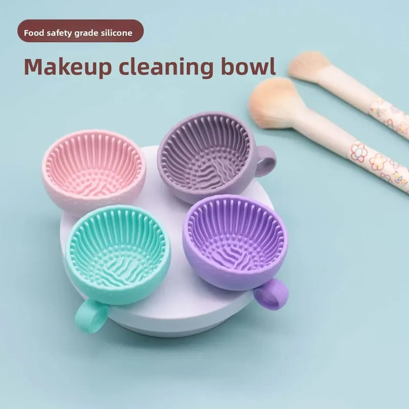 Portable Silicone Makeup Brush Cleaning Bowl For Cosmetic Brushes And Sponge Puff Multifunctional Beauty Washing Accessory — image 1