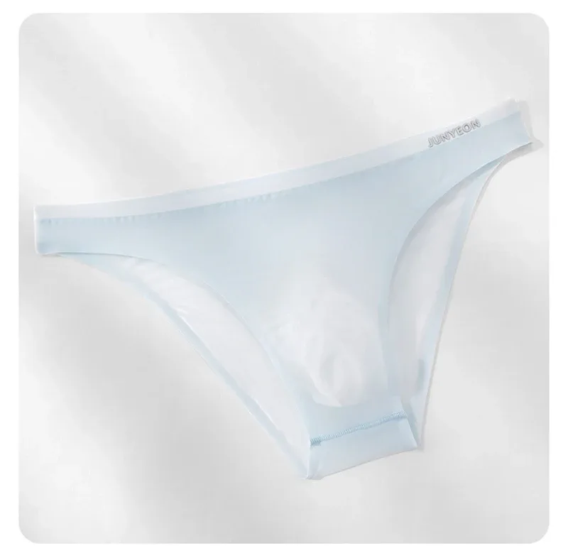 Seamless Quick Drying Men Briefs Underwear Solid Color Ice Silk Ultra-thin Underpants Sexy Breathable 3D Pouch Panties Undies