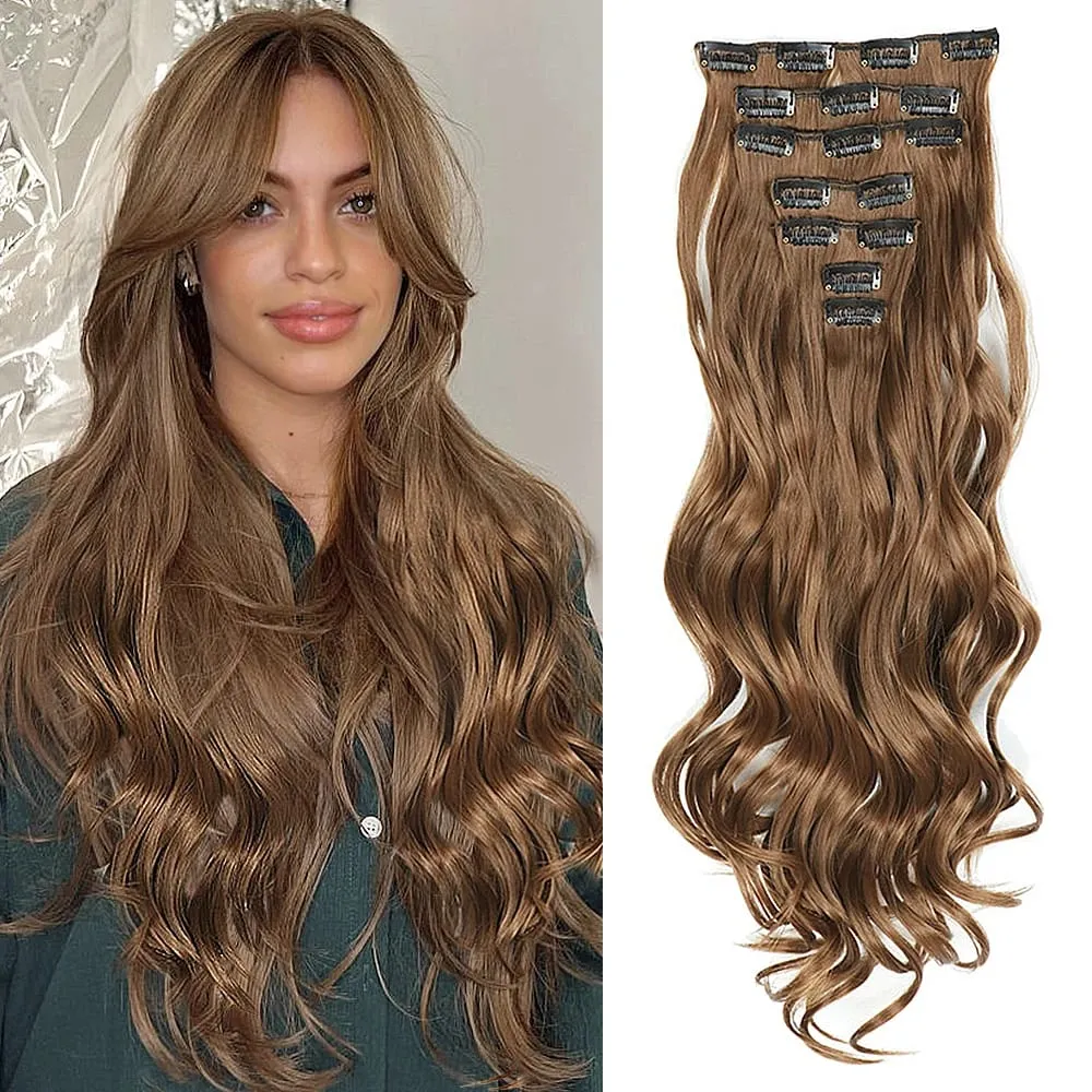 Synthetic Clip in Hair Extensions Purple hairpieces 7pcs/set 22inch Thick Hair for Women Girls Daily Party Cosplay — image 32