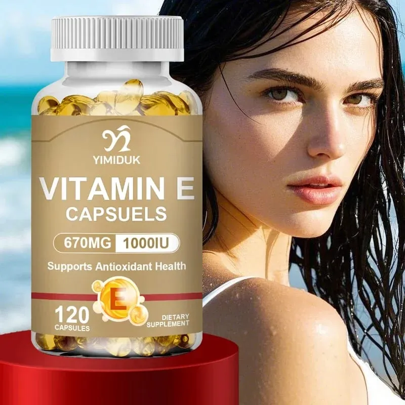 1개 구매시 1개 무료! 비타민 E 670mg 캡슐은 피부와 심장 건강을 지원합니다. 내부에 수분을 공급하여 흉터를 줄이고 윤기를 촉진합니다.