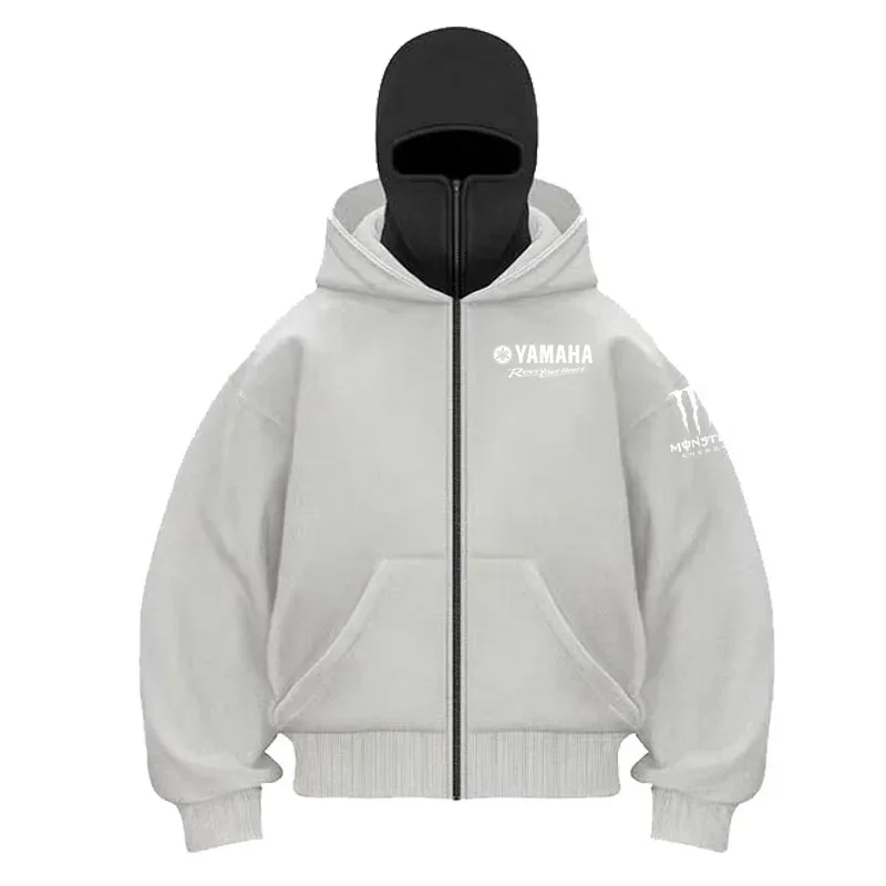 yamaha logo Printed Cotton Cycling Mask Zipper Hoodie Men and Women Autumn and Winter New Style Fashion Casual Retro Cycling Jer — image 5