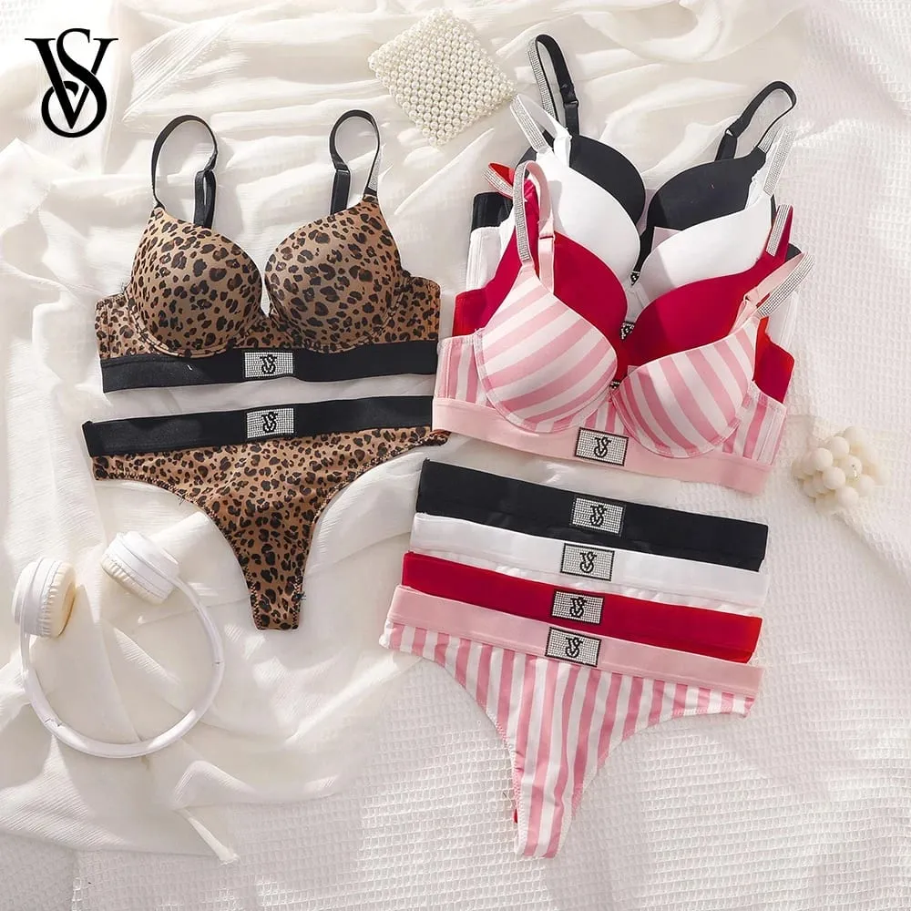 Victoria's Secret Women Bra And Panties Set Lace Push Up Wireless Lingerie Comfortable Breathable Underwear Set — image 1