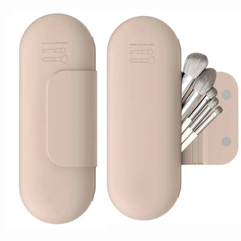 Silicone Makeup Brush Holder Travel Cosmetic Bag Case Soft Portable Cosmetic Face Brushes Holder with Magnetic Closure