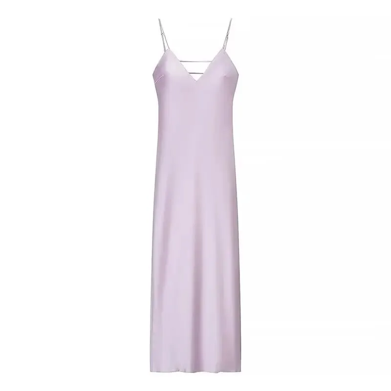 Abiti lunghi da donna in raso rosa con spalle scoperte Moda senza maniche Backless Aderente Scava fuori abiti Abiti da sera femminili per feste 2025