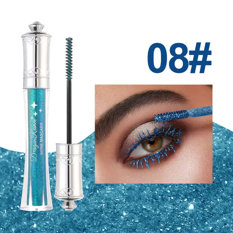 Máscara de pestañas colorida con diamante brillante, máscara resistente al agua con purpurina azul, extensión de pestañas de belleza, maquillaje de ojos brillante de secado rápido