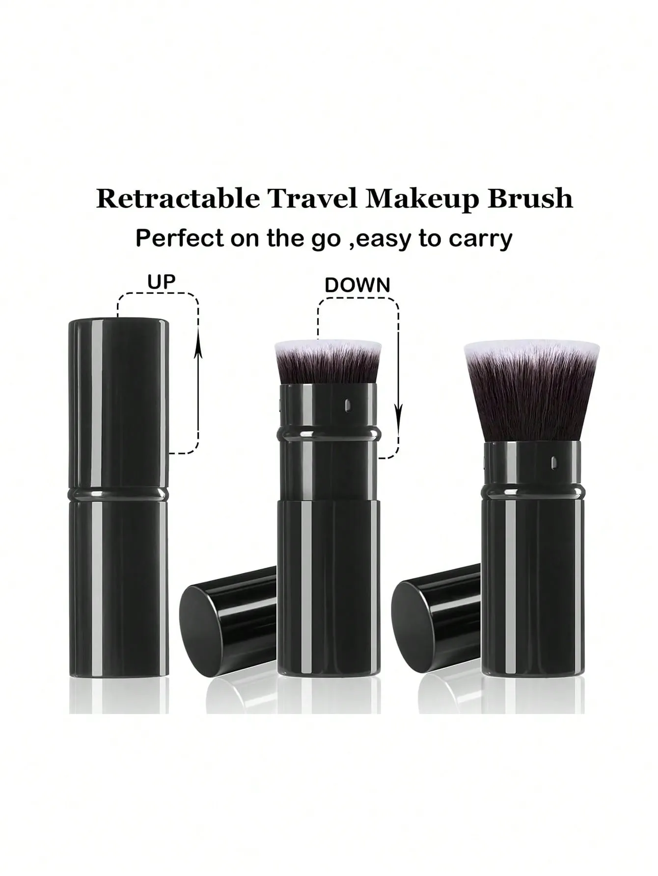 1-2 Telescopic Makeup Brushes Travel Kabuki Foundation Makeup Brushes Facial Blush Brushes Are Used To Mix Liquids Blushes
