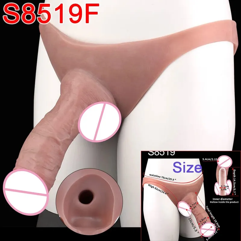 Male Strap-On Long Hollow Dildo Ultra Realistic Penis Extend Sleeve Pants насадка на член Male Cock Cover Sex Toys — image 29