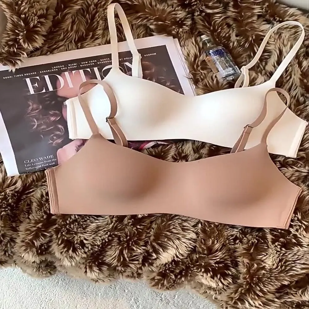 Soft Comfort Wireless Bra Breathable Fabric Thin Cup Push Up Bra Gathered Design Non-Wire Tube Top Bras Lingerie Beauty