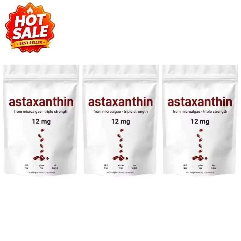 Astaxanthin 12 Mg Gelatin Softgels From Microalgae Antioxidant Support Gluten Free GMO Free Easy To Swallow 120 Softgels — image 8