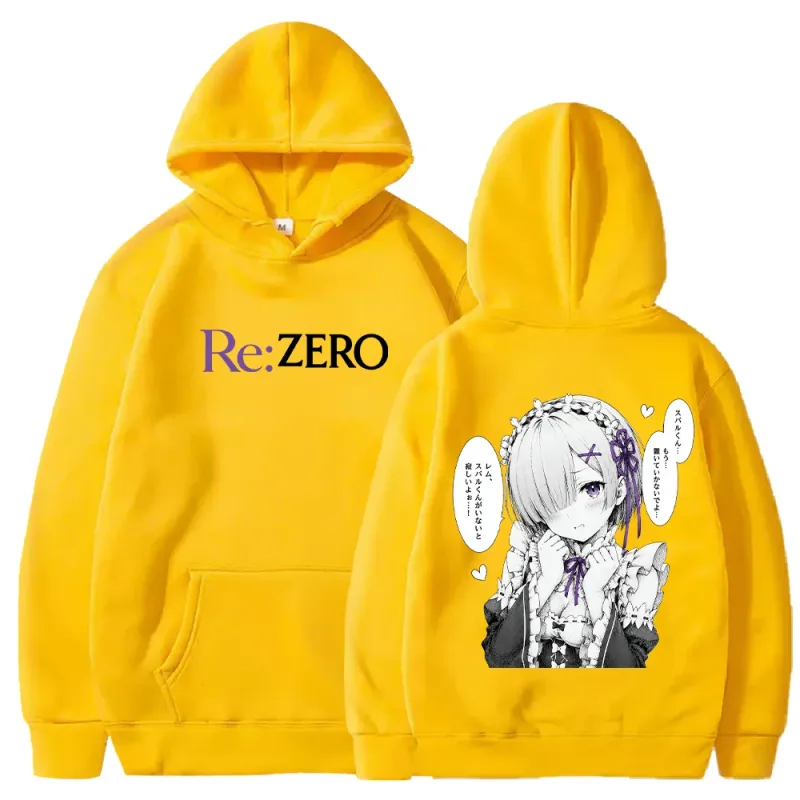 Rem Manga Re:Zero Printed Hoodies Fashion Harajuku Streetwear Men Women Clothing Fall Long Sleeve Casual Fleece Hooded Pullover