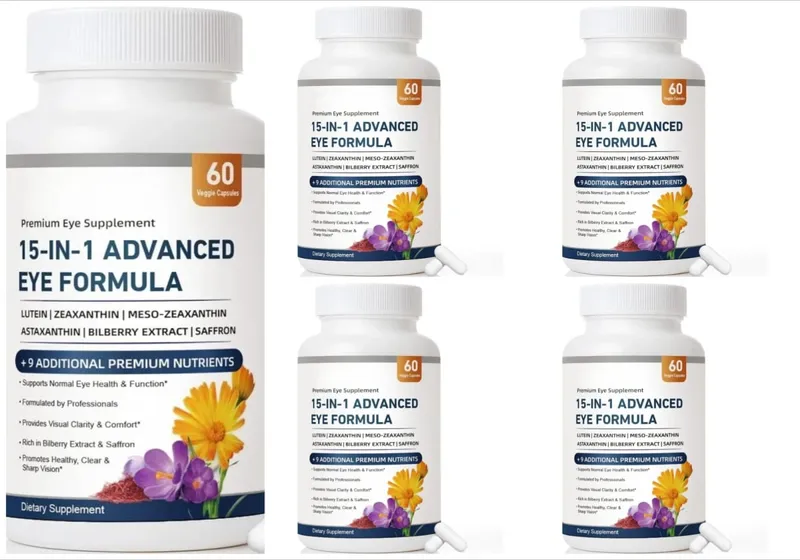 15-in-1 Advanced Eye Formula Lutein Zeaxanthin Bilberry Extract Vitamin C & E Supports Eye Health 60 Veggie Capsules for adult — image 11