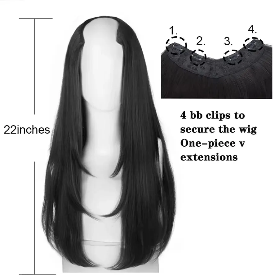 Synthetic Traceless Invisible U-shaped Long Curly Hair With Inner Buckle Extension Wig For Girl Daily Party Christmas Halloween — image 4