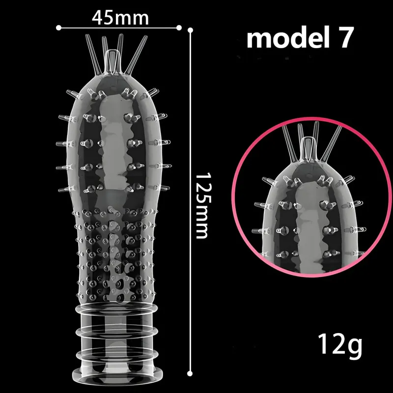 Penis Covers Extender Men's Condoms Crystal Penis Condoms Finger Cock Ring Adult Sex Toy For Sex Male Longer Lasting — image 14