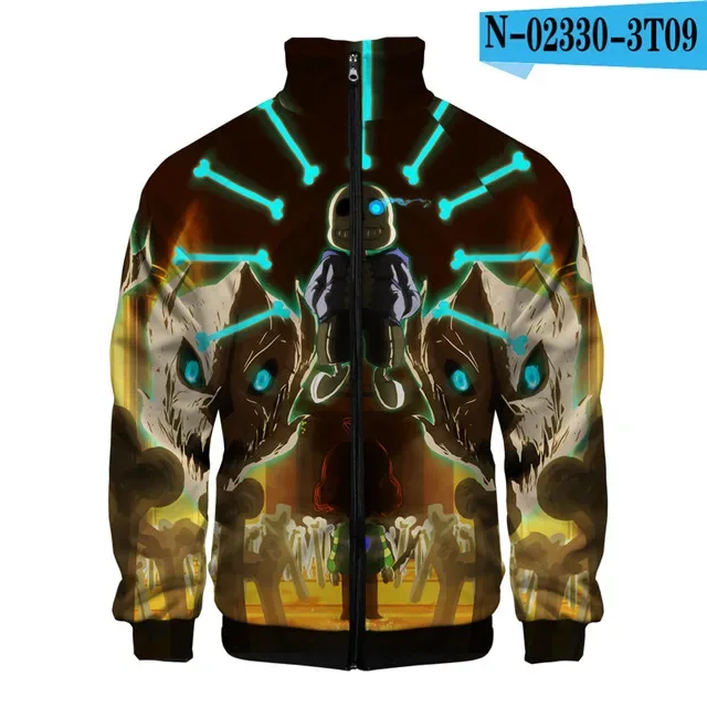 Luxury Popular Sans Undertale 3D Print Zipper Raglan Jacket Windbreaker Boys/Girls Comfortable Stand Collar Jackets Coats