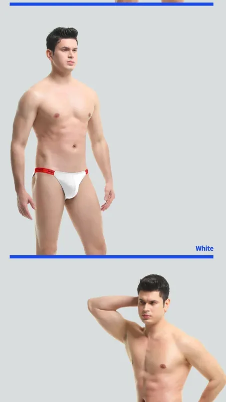 Men's Underwear Solid Color Elastic Tight Sexy Low Waist Ice Silk High Fork Thong Fitness Sports Comfortable Triangle Shorts — image 13