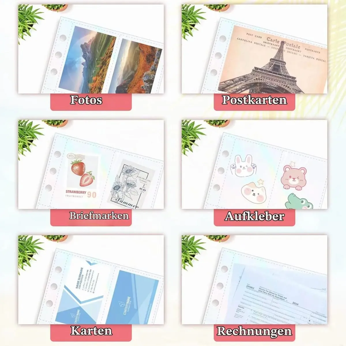 10 Sheets A5 6 Ring Binder Card Sleeves Photocard Holder Pages Trading Card Storage Inserts Card Album Refills Photo Organizer — image 6