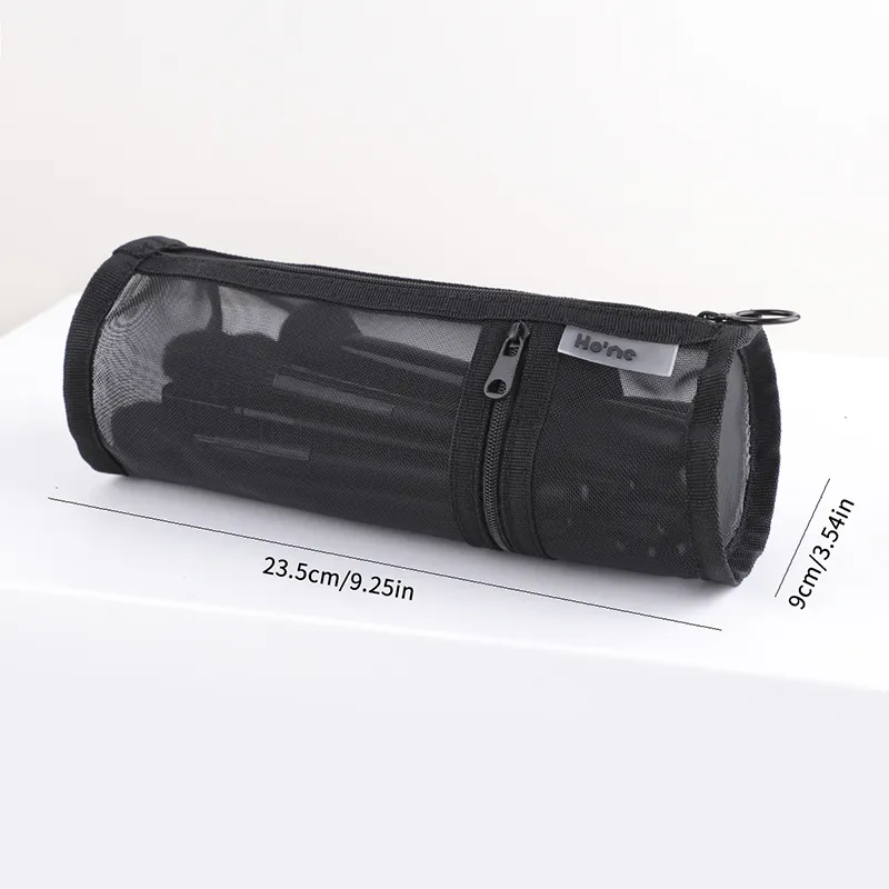 【M】Mesh Dual-use Makeup Brushes Holder Travel Cosmetic Bag Organizer Brushes Pens Tube Container Stand-up Pouch Cosmetic Tool