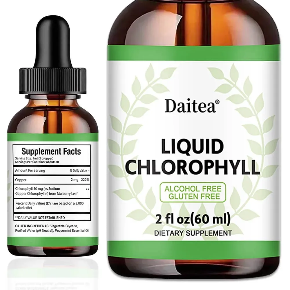 Liquid Chlorophyll Drops - Antioxidants Liver Detox Immune Support Collagen for Hair & Skin Health - Vegan Non-GMO — image 1