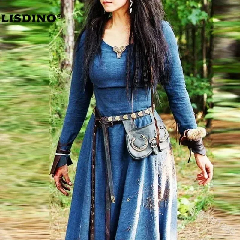 LisdinoMedieval Dress Women Long Sleeve Maxi Robe Vintage Fairy Elven Dress Renaissance Celtic Viking Gothic Cosplay Costumes — image 3