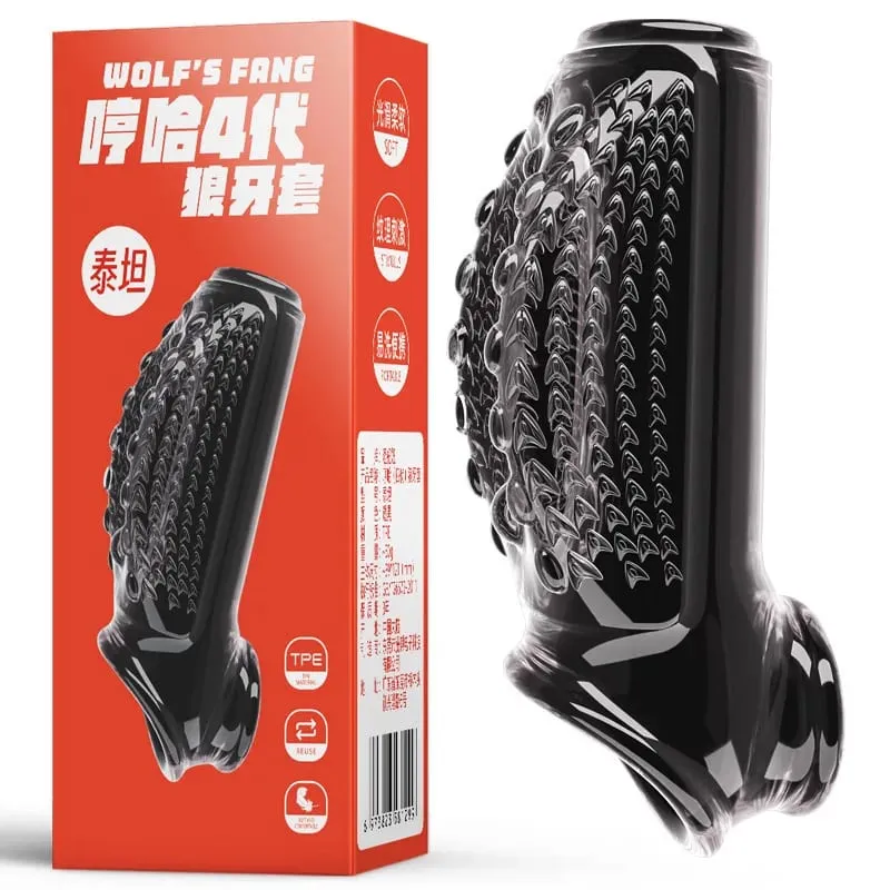 Penile Condom Male Transparent Particles Sheath Male Penis Sleeve Silicone Sex Toys Sheath Stretchable Cock Enlargement — image 2