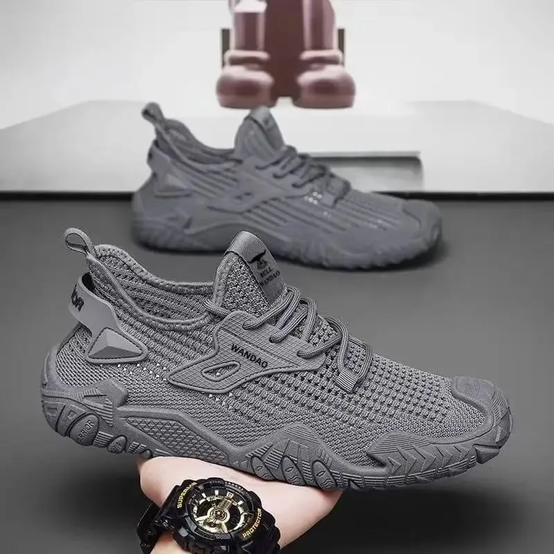 Men's Outdoor Sneakers Lace Up Breathable Mesh Comfortable Lightweight Walking Shoes Rugged Sole Daily Wear — image 2