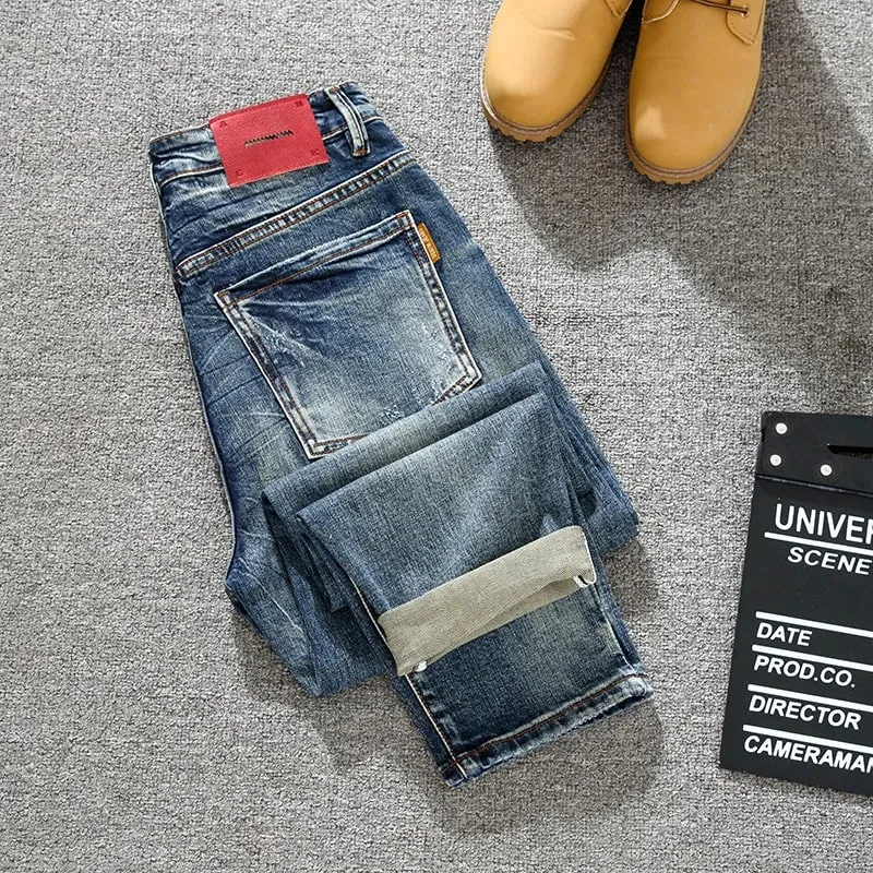 Spring/Summer Retro Trendy Brand American Jeans Men's Versatile Harlan Slimming Heavy Weight High Street Trendy Denim Pants — image 1