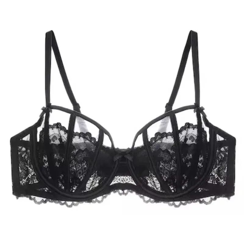Sexy French Lace Push Up Bra Set Women Bunny Ears Lingerie Demi Cup Half Bra Lightweight Underwear Summer 32-38AB lingerie set — image 4