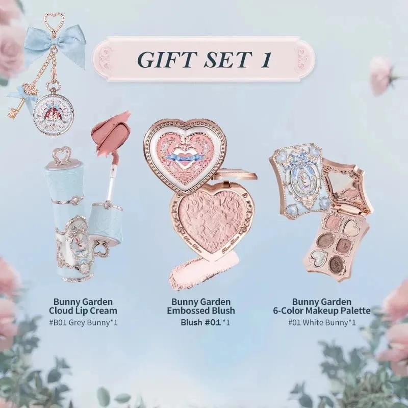 Flowerknows Bunny Garden Collection Gift Set Makeup High Pigment Palette Lip Balm Keychain Velvet Matte Lipstick Cream Blush Set — image 9