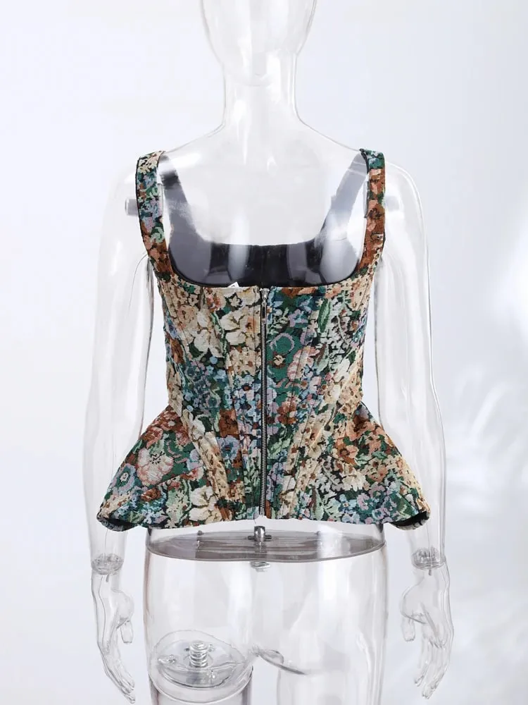 Sexy Print Sling Fishbone Corsets Women Backless Zipper Sleeveless Slim Tops Female 2026 Summer New Chic Evening Party Tanks — image 7