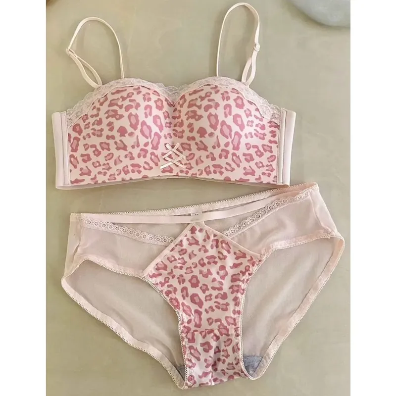 Floral Lace Strapless Bra Set 32‑38 Push‑Up For Small Chest Sexy Tube Top Anti Slip Seamless Beauty‑Back Daily Comfort Underwear