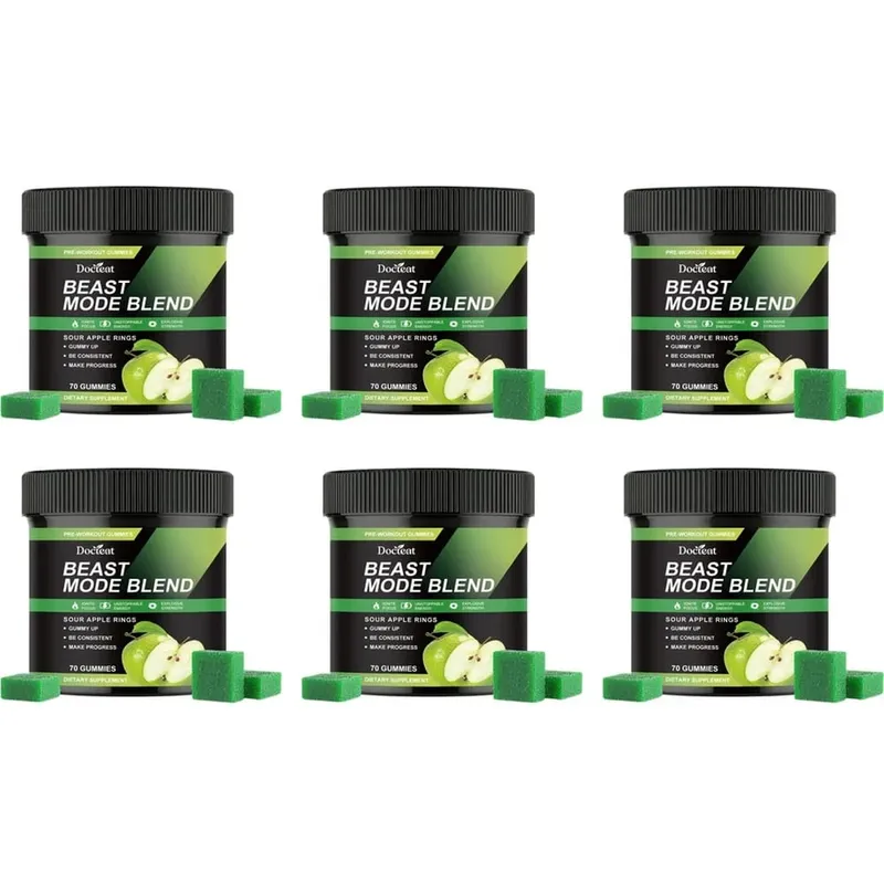 Pre Workout Energy Gummies with Caffeine Taurine Rhodiola Rosea CoQ10 & B Vitamins Supports Workout Focus Energy Strength 70 Ct