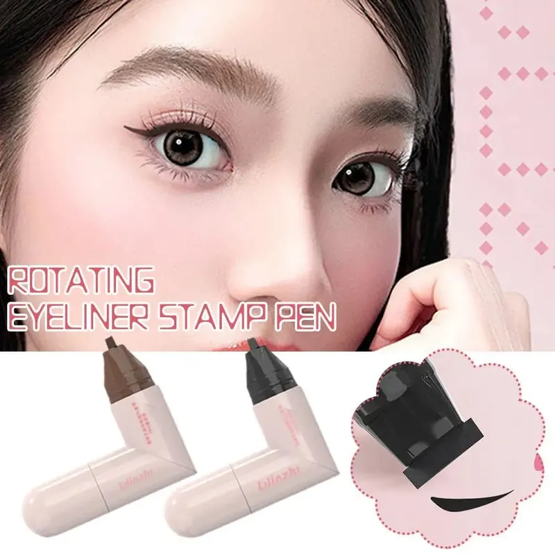 FAI DA TE Ruota Eyeliner Timbro Integrato Nero Marrone Doppia Punta Eyeliner Ala Stencil Impermeabile a Prova di Sbavature di Lunga Durata Penna Liquida
