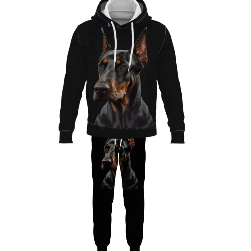 Fashion Animals Dog 3D Printed Autumn Hoodie Suit Men Sweatshirts Sweatpants Casual Two Piece Tracksuit Set Men's Clothing