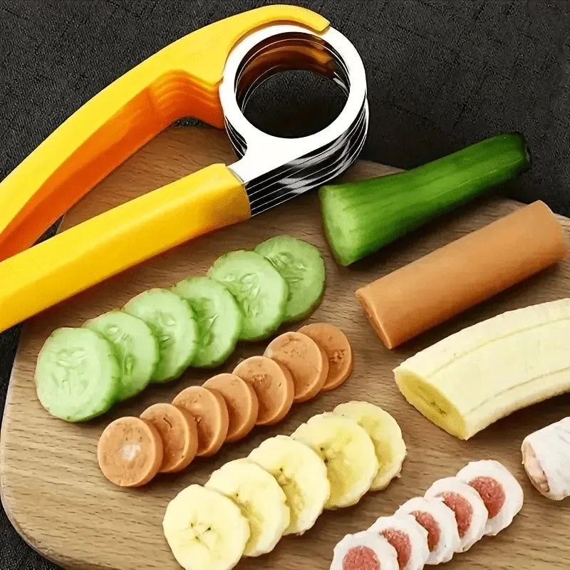 1pc Stainless Steel Manual Slicer - Food-Safe Easy-to-Use Round Blade for Bananas Cucumbers & More - Durable Kitchenware — image 4