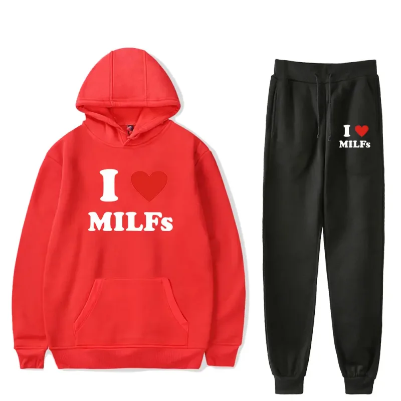Comfortable Mother's Day I Love MILFs Print Sweatshirt Sweatpants Suit Women's Hoodies+Trousers Suit Girls 2 Piece Set Clothes — image 7