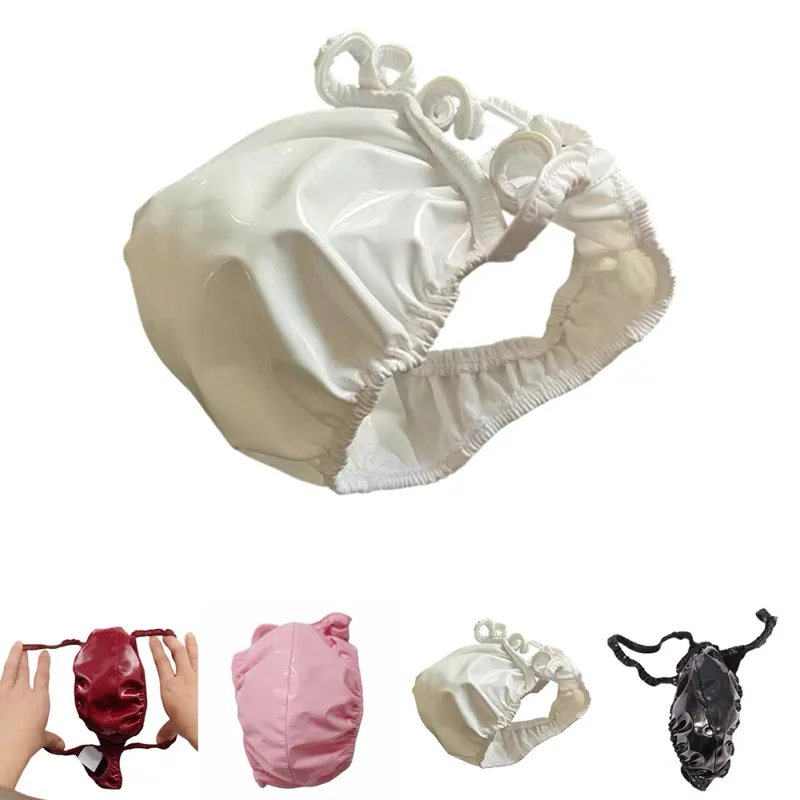 Latex Leather Thongs For Men Black Mens G-string Glossy Finish PU Polyester Spandex 15 PU 72 Polyester 13 Spandex — image 7