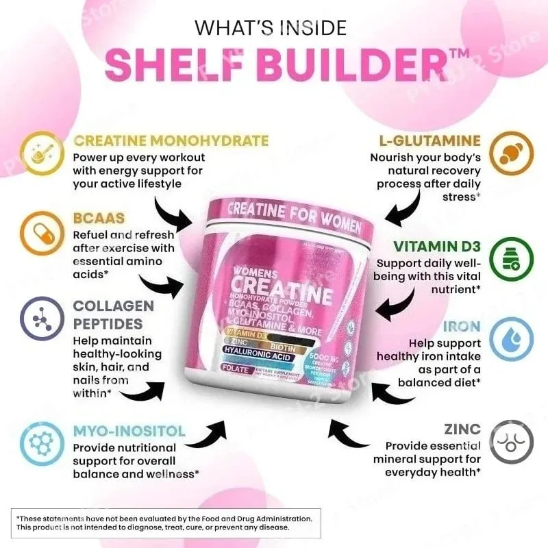 ผู้หญิง Creatine Powder 300g ประกอบด้วย Creatine Monohydrate BCAA และกรดอะมิโนสำหรับสุขภาพประจำวันโภชนาการและการออกกำลังกาย — image 4