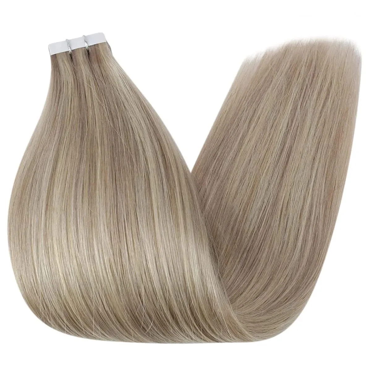 Invisible Tape in Hair Extensions Real Remy Hair Hair Extensions for Women Ash Blond mixed Platinum Blond Straight Hairpieces