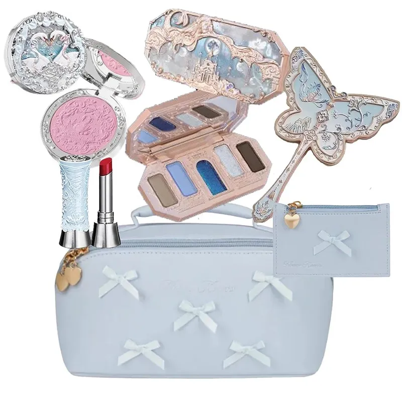 Flowerknows All In One Mackup Set Confezione regalo Flower Knows Glitter Eye Shadow Palette Fard Rossetto lucido a lunga tenuta con borsa — image 1