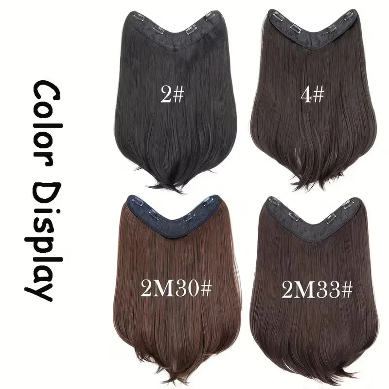 18Inch Synthetic Elegant V-Shape Internal Buckle Clip-In Hair Extensions Invisible Soft Hairpiece for Women Daily Use