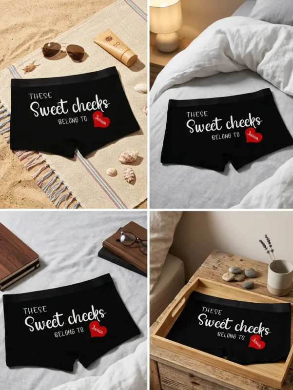 Boxers avec nom personnalisé pour hommes, slips en coton personnalisés avec nom au dos, cadeau pour lui, mari, petit ami, anniversaire, Saint-Valentin