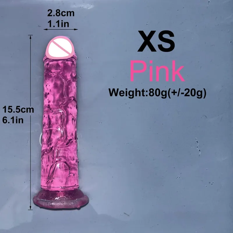 Ucuz 5 Renk Küçük Şeffaf Yapay Penis Vantuz Jöle Dick Kadın Erotik Anal Seks Oyuncakları Yumuşak Klitoris Vajinal Masturbators Penis — image 17