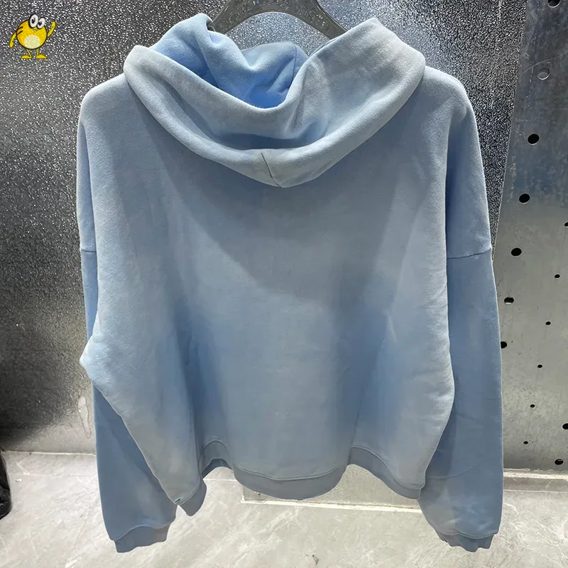 Washed Blue PALY Hoodies Men Woman Vintage Damaged Hole Old Casual High Quality Hip Hop Fashion Zipper Sweatshirts — image 3