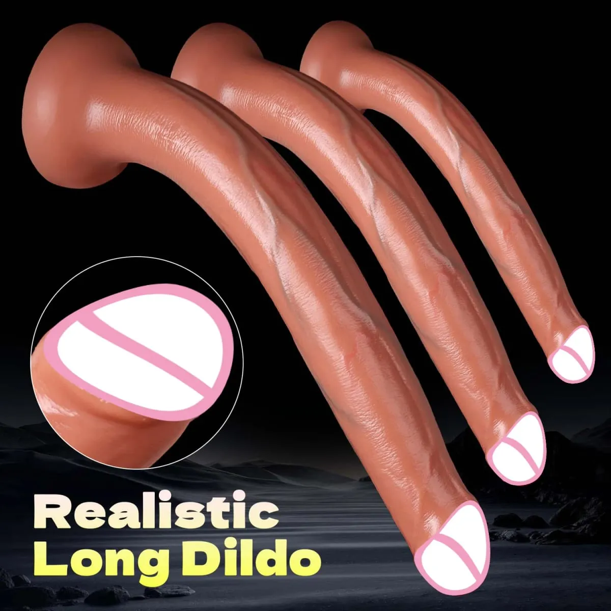 3 Sizes Realistic Super Long Dildo Penis with Suction Cup Soft Masturbator Huge Skin Feel Anal Dick Sex Toy for Men Women Adults — image 2