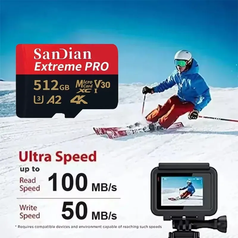 بطاقات ذاكرة SD مقاومة للماء فئة 10 U3 V30 مع محول USB 128 جيجابايت 512 جيجابايت بطاقة مايكرو TF/SD عالية السرعة للهاتف والكمبيوتر المحمول والكاميرا — image 3