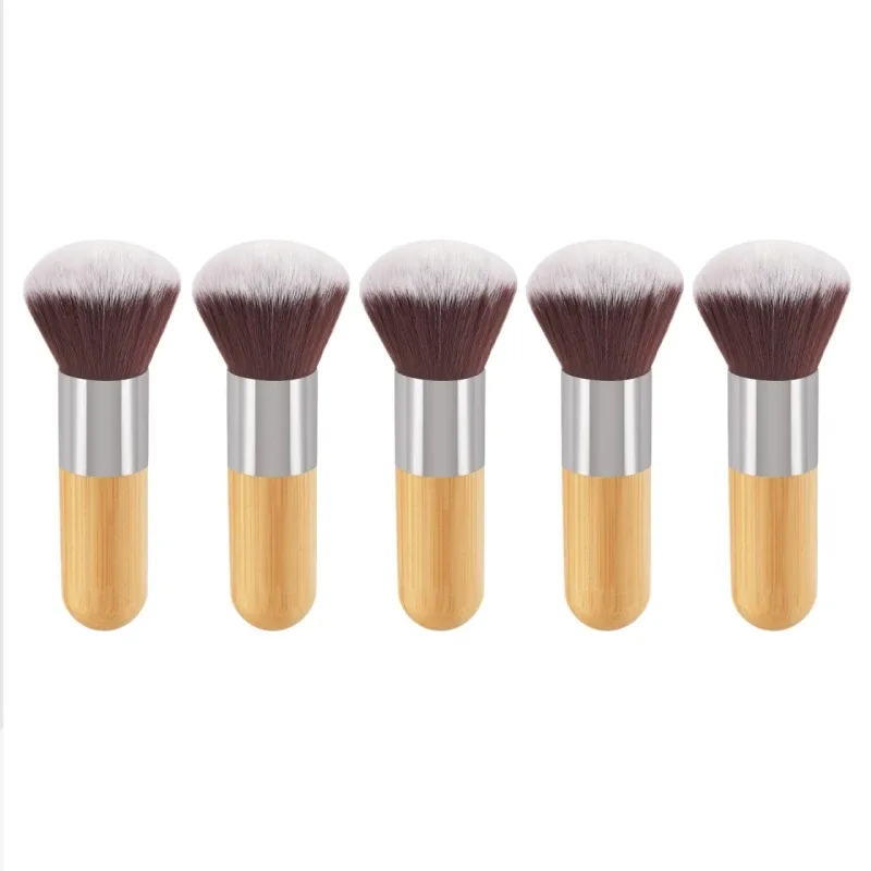 Kuas Foundation Gagang Bambu Kuas Rias Bedak Longgar Krim Foundation Cair Kontur Perona Pipi Alat Kecantikan Wajah Profesional