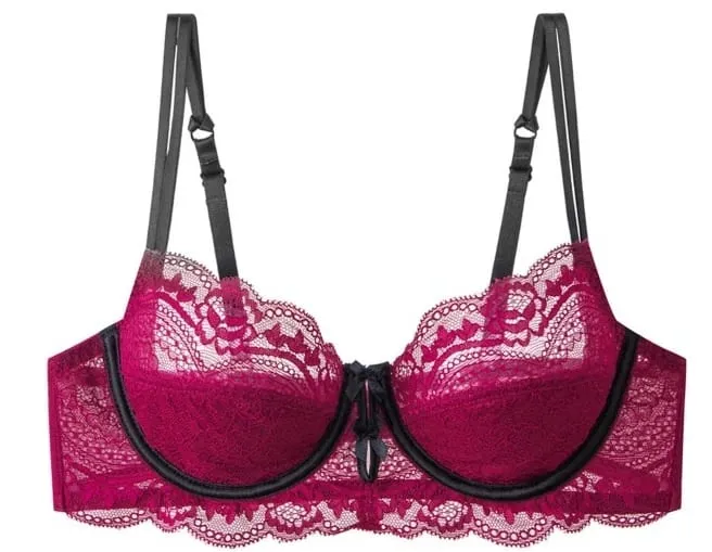 Women Sexy Red Lace Bra French Ultra Thin Minimizer Non Wired Breathable Brassiere Large Bust Reduce Underwear 32‑42 — image 9